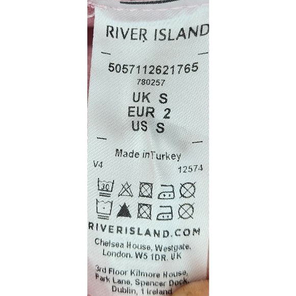 River Island Pink Chambray Snap Button Raw Edge Gold Button Small Oversized - Picture 10 of 10